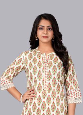 Straight kurta with stand coller neck & pant 5