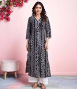  black linen bandhani straight kurta