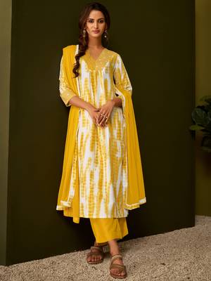 Dresoul abstract embroidered straight v-neck kurta with pyjamas & dupatta 1