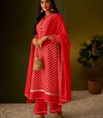Buy Dresoul checked regular kurta with sharara & dupatta