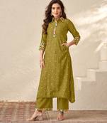 Dresoul floral embroidered regular thread work kurta with palazzos