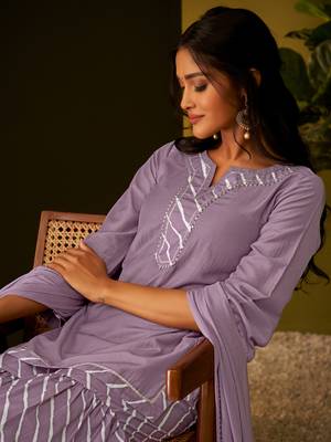 Dresoul striped regular gotta patti kurta with sharara & dupatta 4