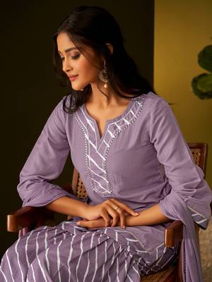 Dresoul striped regular gotta patti kurta with sharara & dupatta 5