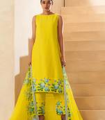 Dresoul floral printed round neck sleeveles kurta with palazzos & with dupatta