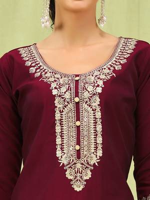 Vredevogel  women   s viscose roman silk embroidery straight kurta pant with dupatta set 3