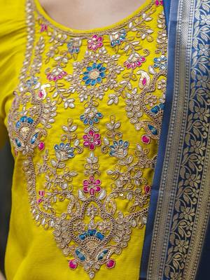 Vredevogel  women   s viscose roman silk embroidery straight kurta pant with dupatta set 3