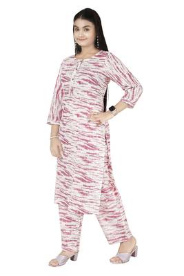 Pink Cotton  Printed Kurta with Pant  3