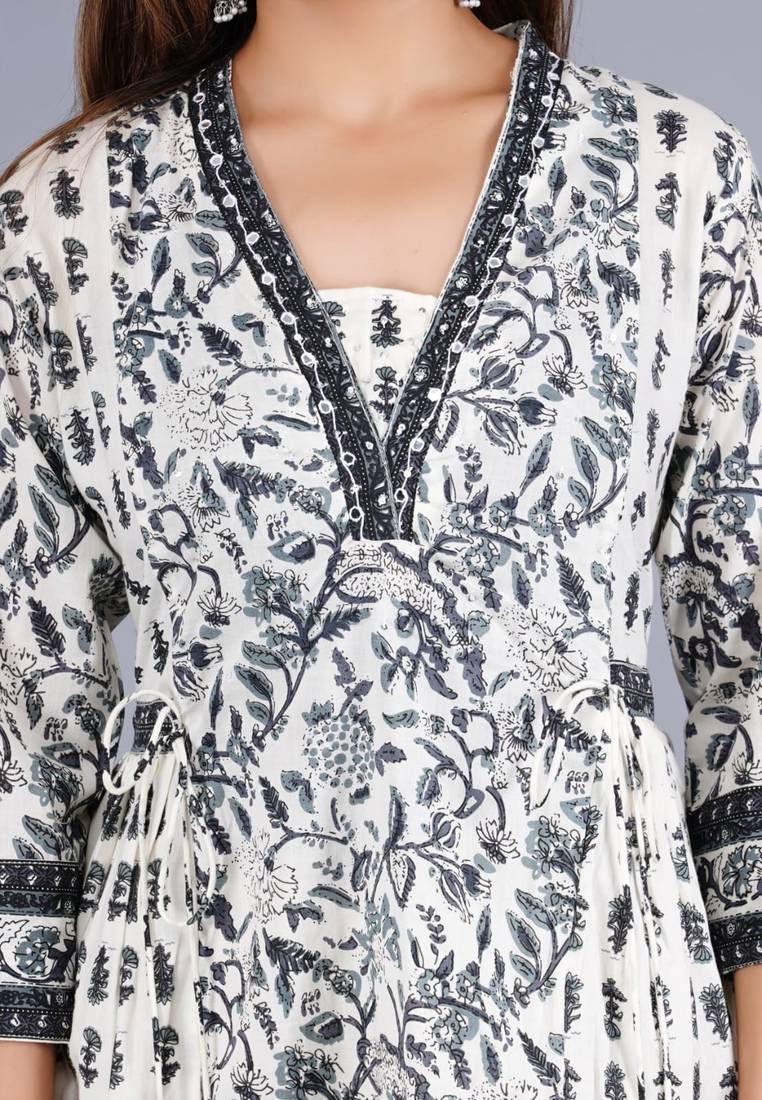 Grey Viscose Rayon Printed Kurta Pant With Dupatta