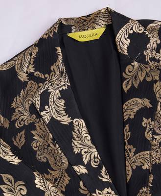  black jacquard ethnic motifs brocade woven design festive & party co-ord set 4