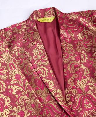  rust jacquard ethnic motifs brocade woven design festive & party co-ord set 4