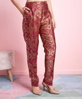  rust jacquard ethnic motifs brocade woven design festive & party co-ord set 5