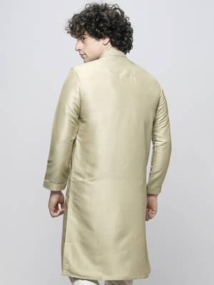 Maahi fabs bottle pista colour cotton blend mirror sequence work design ethnic long kurta for men 3