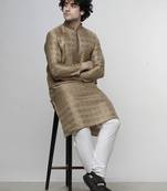 mens cotton blend stylish floral design navyblue kurta for pefect wedding and prty occasion