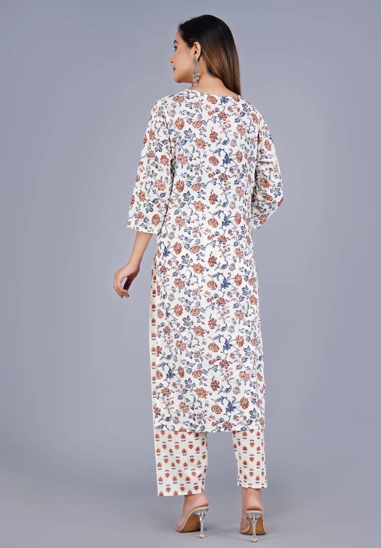 Multicolor Viscose Rayon Printed Kurta Pant With Dupatta