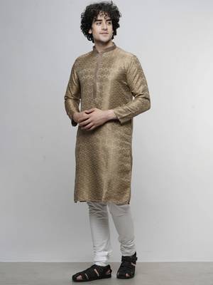 mens cotton blend stylish floral design navyblue kurta for pefect wedding and prty occasion 3