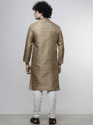 mens cotton blend stylish floral design navyblue kurta for pefect wedding and prty occasion 5