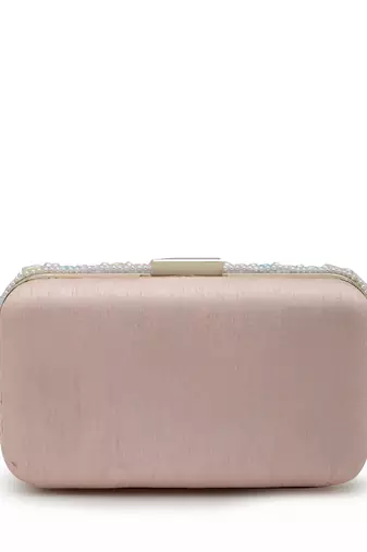 adorn pastel multi wave embellished faux silk clutch