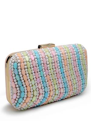 adorn pastel multi wave embellished faux silk clutch 5