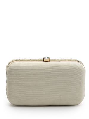 adorn off white pearl embellished corduroy clutch 5
