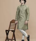 Maahi fabs cotton stylish green with small motifs design ethnic kurta for wedding and party occasion