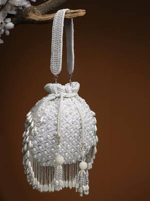 droop white pearl embellished velvet potli 1