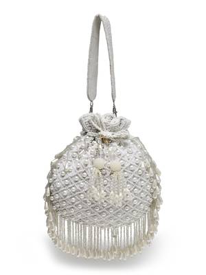 droop white pearl embellished velvet potli 4