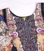  navy blue cotton ethnic motifs embroidered pakistani style kurta with pant & dupatta