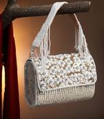 coffer champagne & white floral embellished faux silk clutch