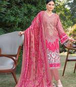  pink cotton paisley embroidered pakistani style kurta with pant & dupatta