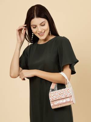 coffer coral & white floral embellished faux silk clutch 3