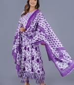 Lavender Viscose Rayon Printed Kurta Pant With Dupatta
