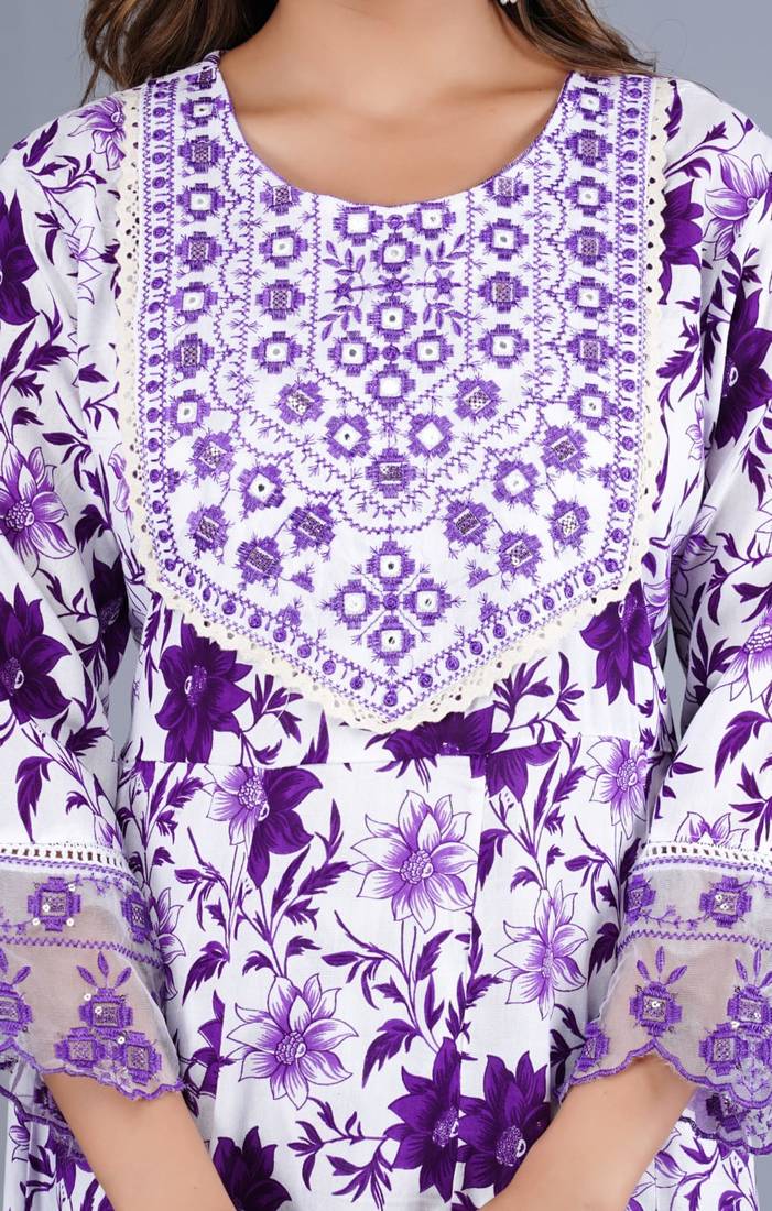 Lavender Viscose Rayon Printed Kurta Pant With Dupatta