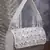 coffer silver & white floral embellished faux silk clutch