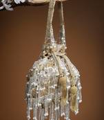 droop gold & silver palmette embellished suede potli