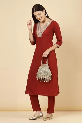 droop gold & silver palmette embellished suede potli