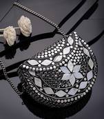 mosaic marble & silver mosaic embellished metal clutch