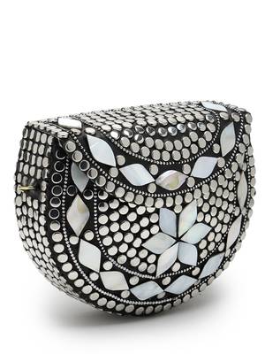 mosaic marble & silver mosaic embellished metal clutch 5
