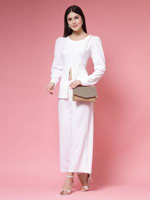 adorn beige & gold embellished suede clutch 3