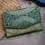 adorn bottle green & mehandi embellished suede clutch