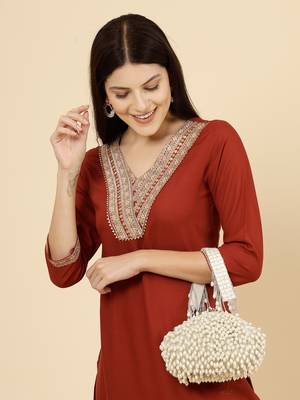 droop pearl & off white pearl embellished faux silk clutch 3