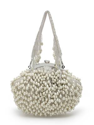 droop pearl & off white pearl embellished faux silk clutch 4