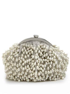 droop pearl & off white pearl embellished faux silk clutch 5