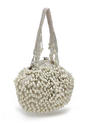 droop pearl & off white pearl embellished faux silk clutch 6