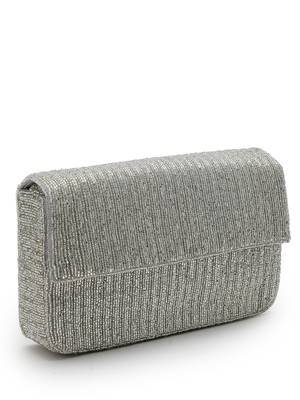 coffer silver striped embellished faux silk clutch 6
