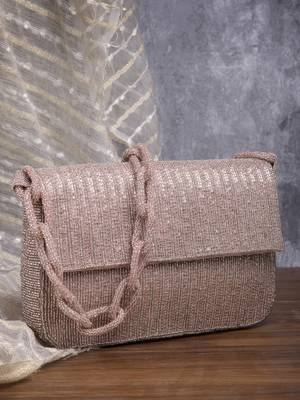 coffer dusky pink striped embellished faux silk clutch 1