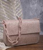 coffer dusky pink striped embellished faux silk clutch