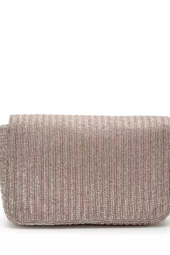 coffer dusky pink striped embellished faux silk clutch