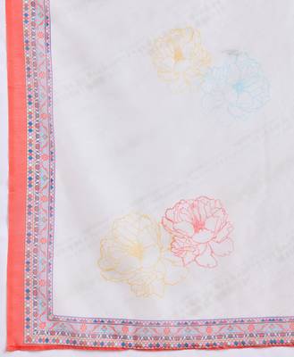 Mojilaa women's white muslin silk floral mirror work straight kurta with afghani salwar & dupatta 4