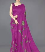 ready to wear purple silk blend floral printed saree