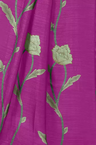 pre-stitched purple silk blend floral printed saree